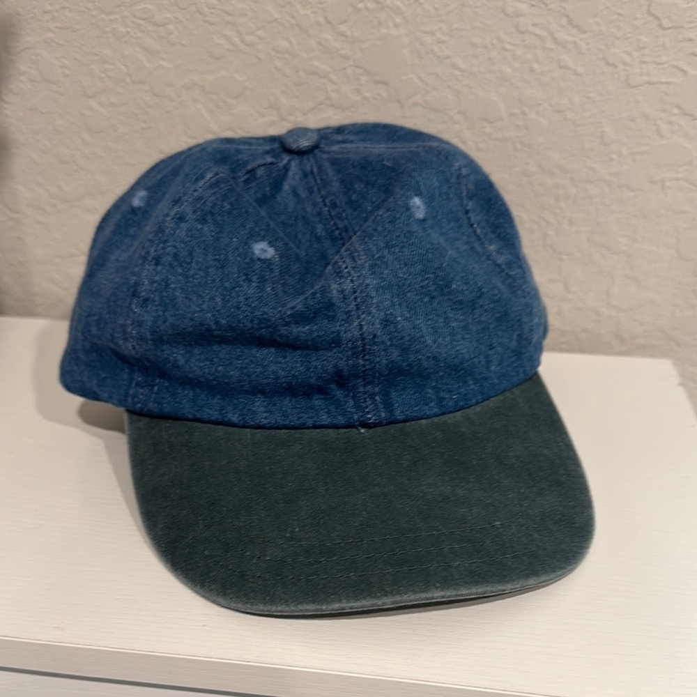 Blue and Green Denim Cap